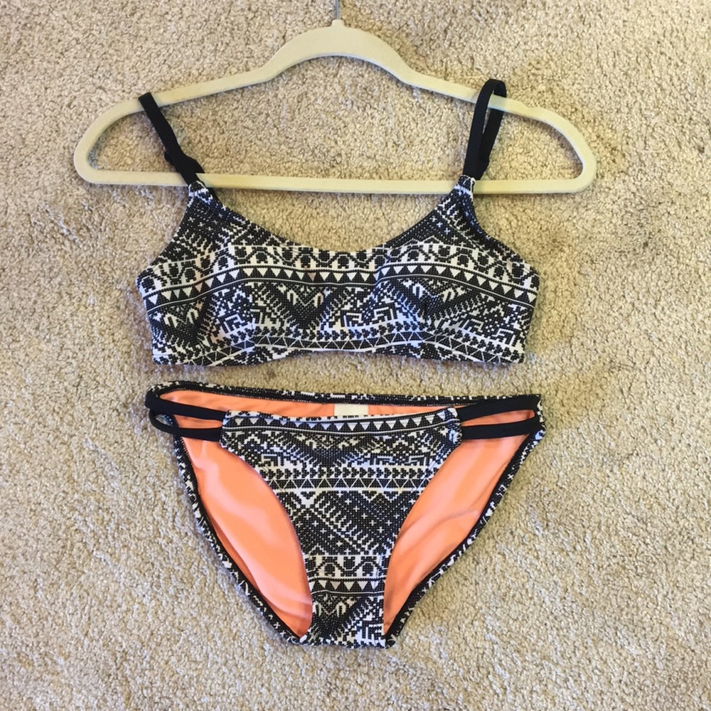 Xhilaration Black and White Bikini Top + Bottom